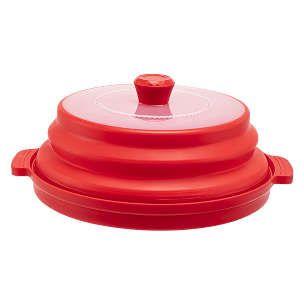 Portable Transparent Microwave Heating Cover with Base Foldable Food Lid for Storage and Reheating