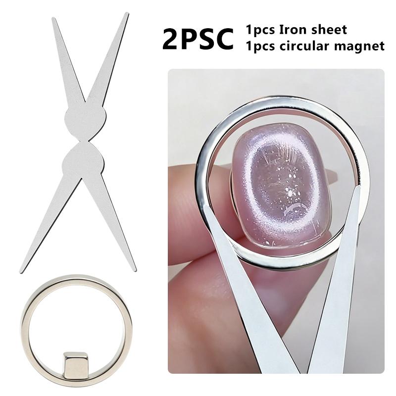 @#Hollow Cat Eye Magnet For Gel Nail Polish Ring Nail Art Magnet Set French Magnetic Auxiliary Tool Diy Manicure Magnetic Tool