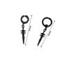 Cross Black Silver Stainless Steel Ear Cuff Clip On Earrings Men Ear Clips Korean Stud Earrings