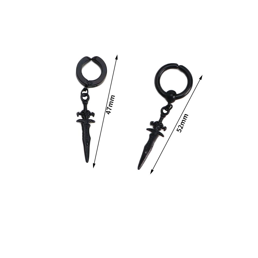 Cross Black Silver Stainless Steel Ear Cuff Clip On Earrings Men Ear Clips Korean Stud Earrings