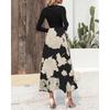 Frühling Langarm Elegant Slim Damen Freizeitkleid Mode Herbst Gespleißter Druck Vintage Lange Kleider Damen Hohe Taille A-Linie Sexy Partykleid 25943