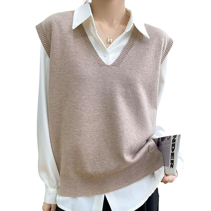 

[BN1 select] knit vest ladies spring autumn Beautiful V-neck gilet tops women s clothing clothes Spring items Autumn items sweater 30s 40s 50s beige