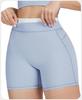 Hohe Taillen Farbe Block Po-Hebende Yoga-Shorts – Damen Gerippte Nude-Gefühl Lauf-Sport-Shorts (Stil 3129)