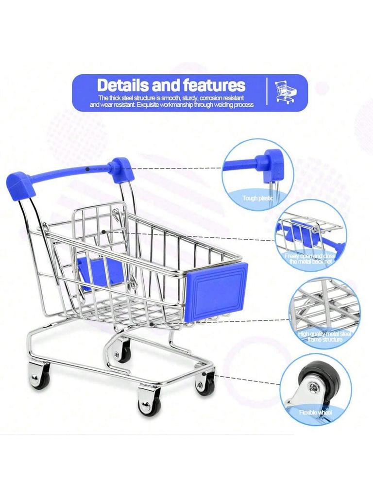 Mini Supermarket Shopping Trolley Cart Desktop Model Children's Toys Home Decoration Miniature Decorative Figurines Home Decor