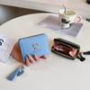 New spot women's wallet women's short cartoon cute bear fringed female student change bag zipper bag