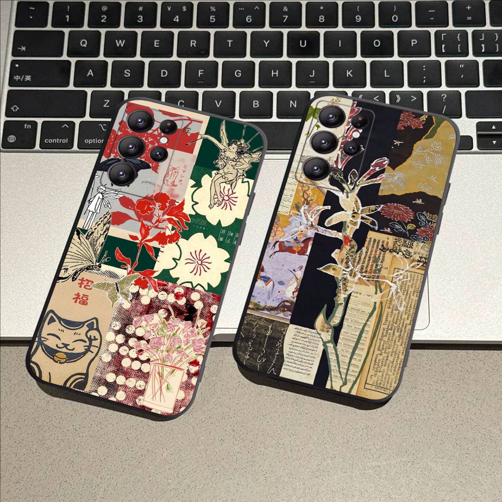 China Chic Mosaic Graffiti Green Rattan Case For Samsung Galaxy Case S25 S23 S22 S21 S30 S20 S10 Ultra Plus FE TPU Soft Cover