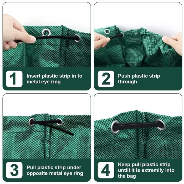 Sacs de déchets de jardin réutilisables - A386 - 72 gallons - PP durable imperméable anti-déchirure - 4 poignées renforcées