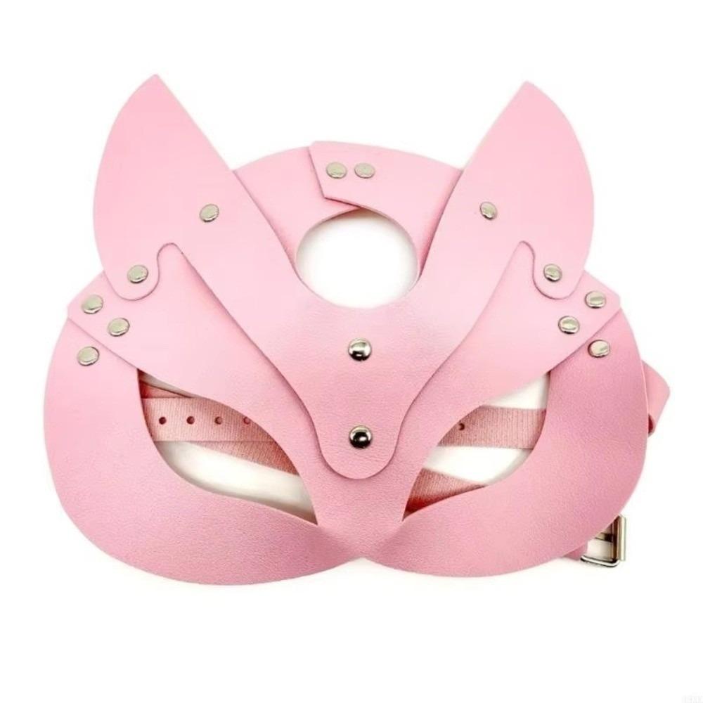Zinc Zinc Alloy Halloween Mask Solid Color Half Face Mask Cool PU Leather Mask Women