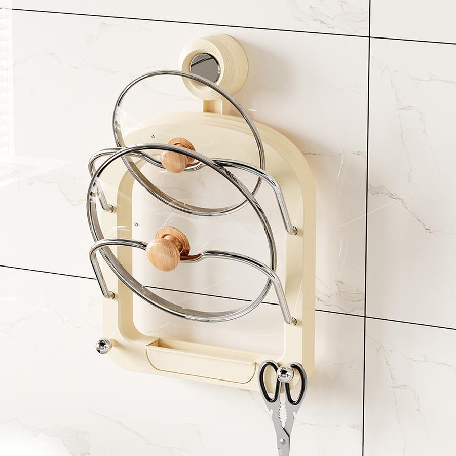 Multi-Layer Pot Lid Rack Kitchen Wall Mounted Cutting Board Holder with Hooks Multi-Functional Draining Shelf & Cutting Board Storage