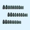 3D Epoxy Black & Green Gradient Cat Eye Removable Wearable Fake Nails Kit (30 Pieces)