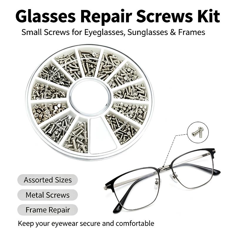 1 Set Mini Precision Screwdriver Eyeglasses Repair Kit With Screws And Soft Nose Pads For Reading Glasses