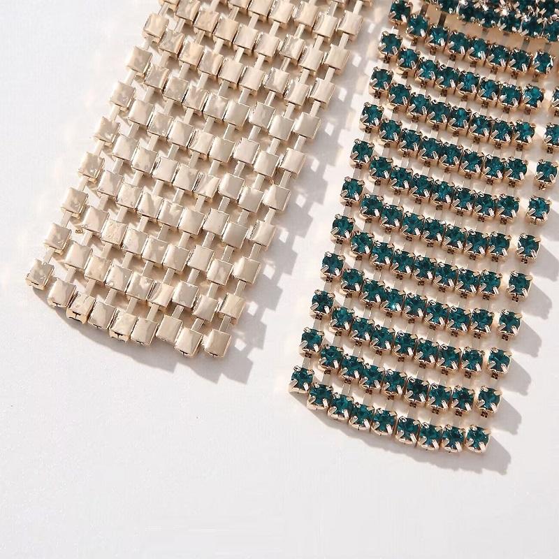 Fashion Statement Earring Long Full Rhinestone Big Earrings For Women Euorpe Evening Party Crystal Tassel Earings