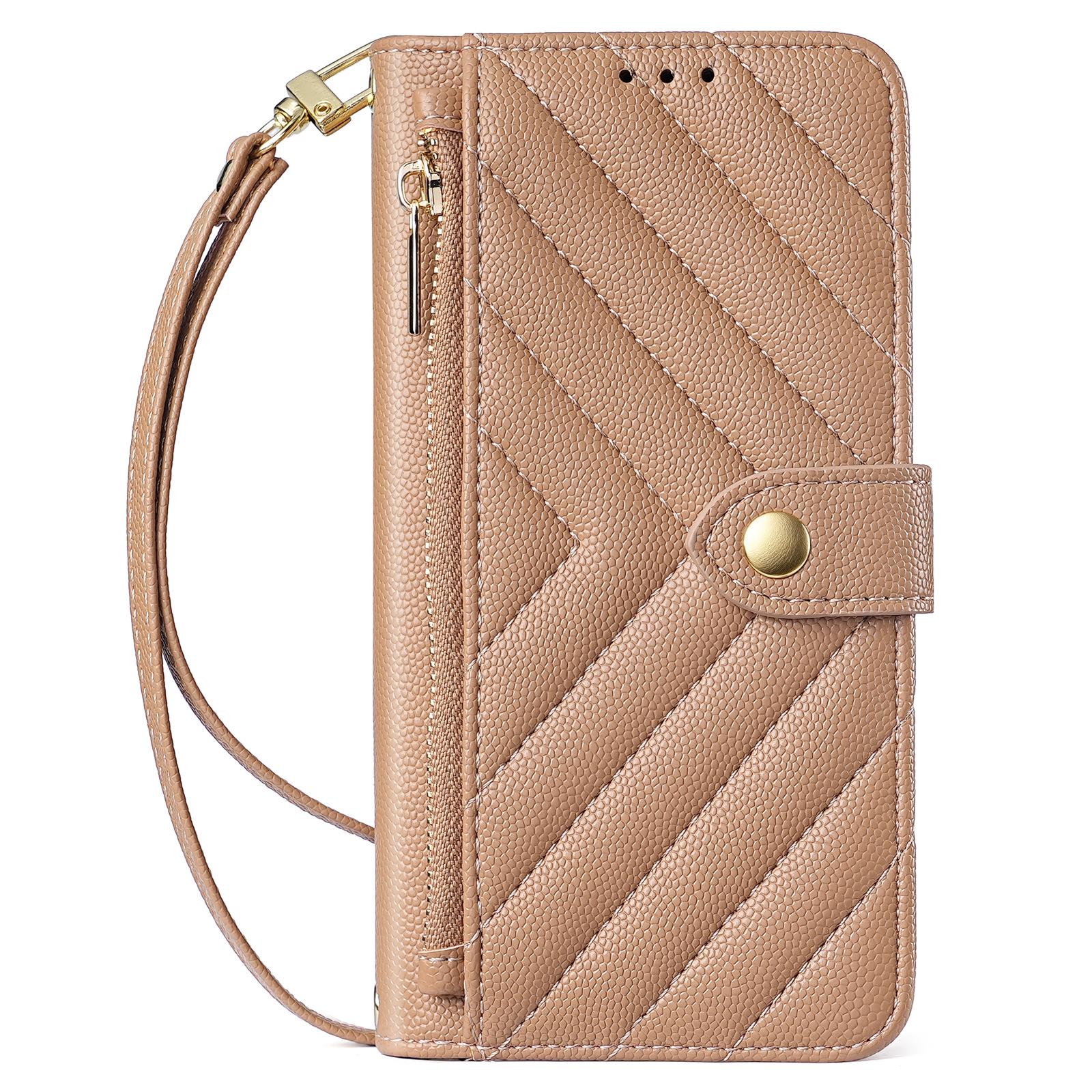 

Apple 17Pro Crossbody Leather Phone Case with Shoulder and Hand Strap, Wallet Card Slots, and Zipper Pocket. iPhone XS Max хакі