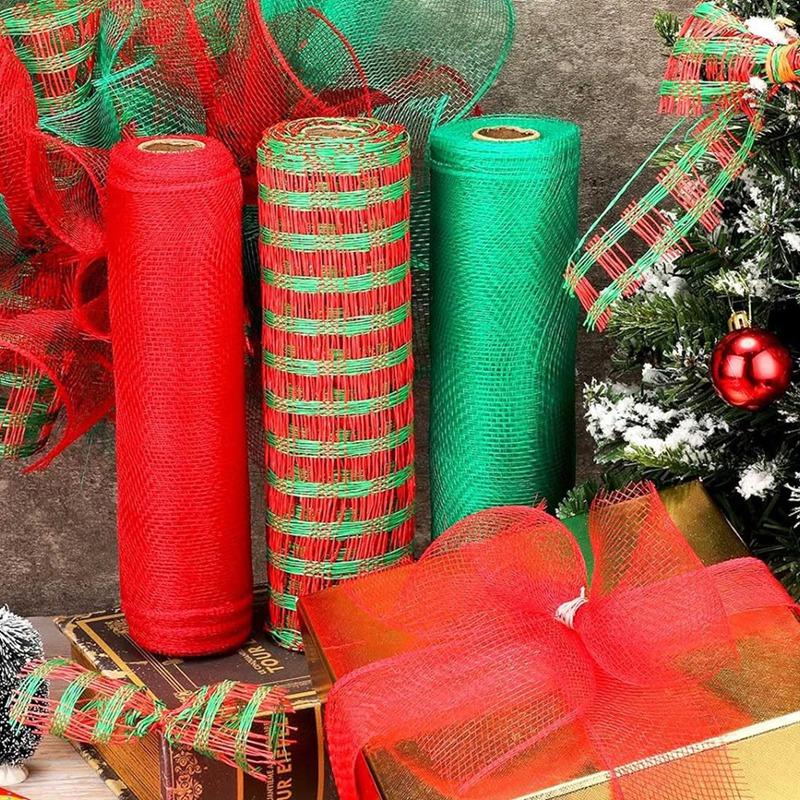 Christmas Crystal Gauze Ribbons 2026 Christmas Tree Decorations for Home Door Wreaths Navidad Noel Gifts Happy New Year 2026