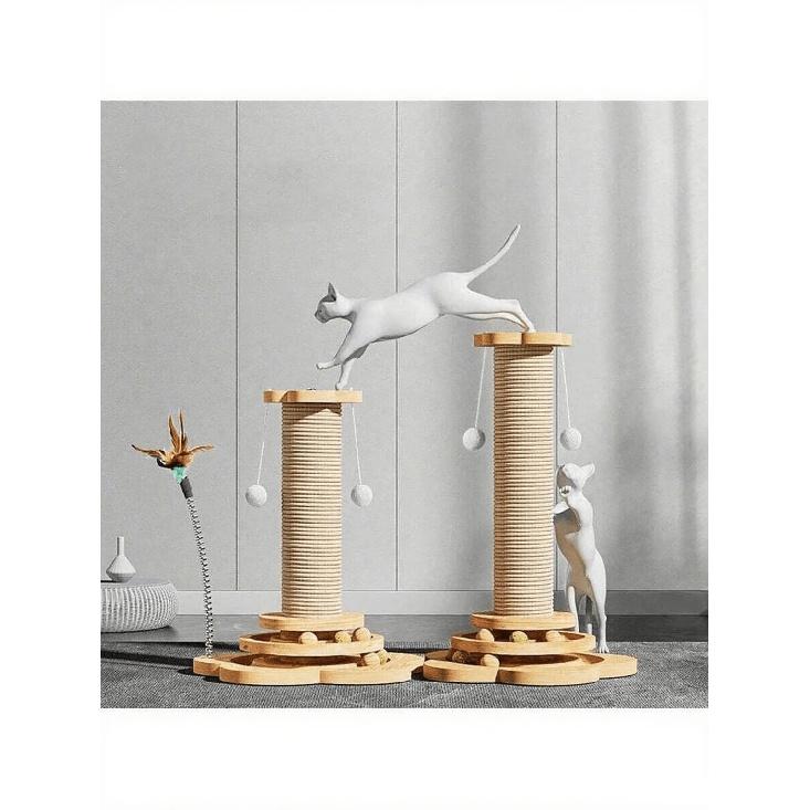 Mini Sisal Cat Scratching Post Kitten Climbing Tower, Vertical Wear-Resistant No-Debris Claw Care Tower, Suitable For Small Apartments, Built-In
