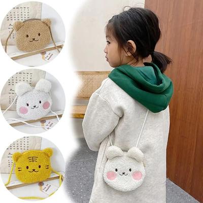 Neue Cartoon-Bär Mädchen Plüsch Umhängetasche Herbst Winter Niedliche Kinder Umhängetasche Kinder 2025 Crossbody-Tasche