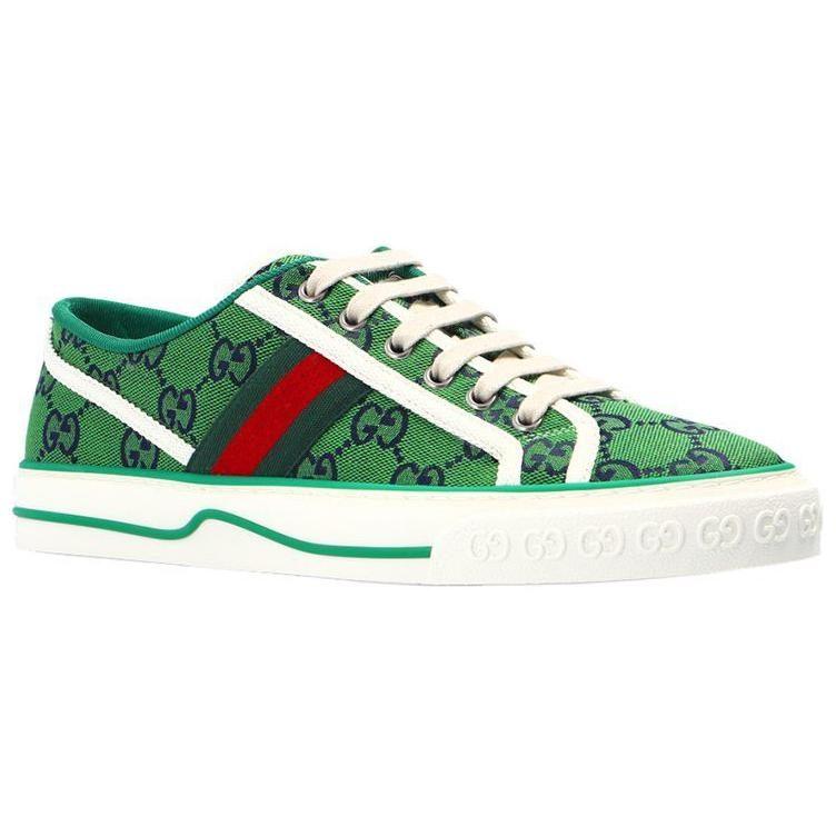 Gucci Tennis 1977 Low Top Stylish Skateboarding Shoes Women's Green 663680 2UZ80 3362