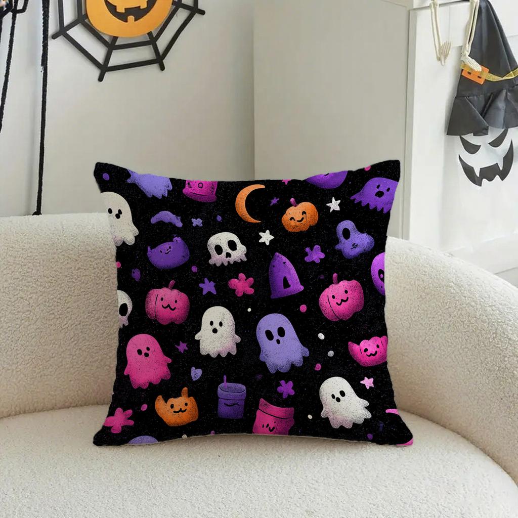 Halloween Pumpkin & Ghost Pillowcasessuitable For Sofa Car Bedroom Decorative Cushion Cover Pillow Cover