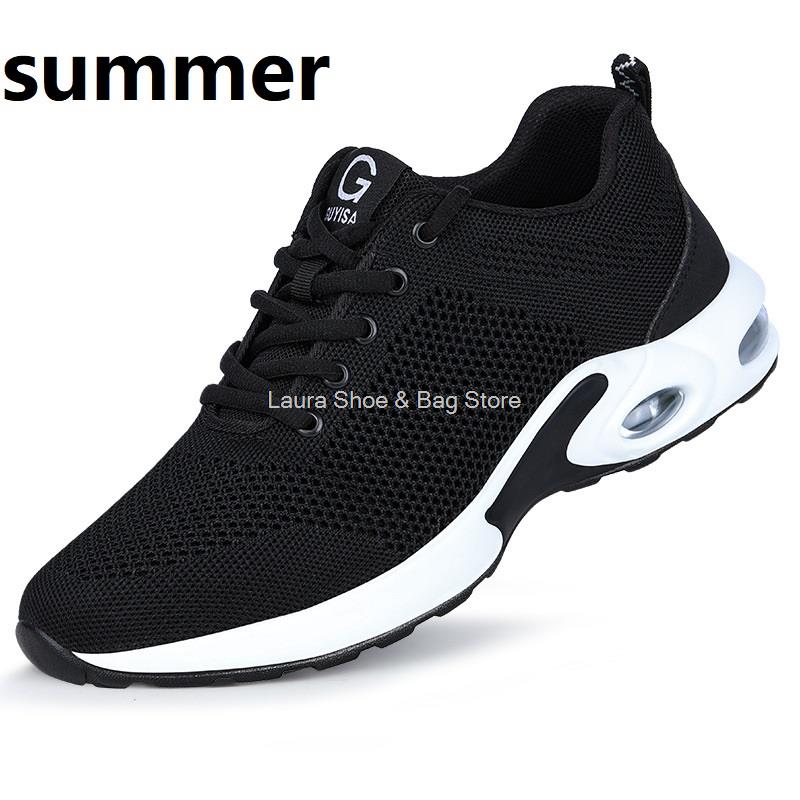 Fashion Summer Safety Shoes Men Breathable Work Safety Boots Air Cushion Steel Toe Sneaker Male Construction Sport Work Shoes Protective