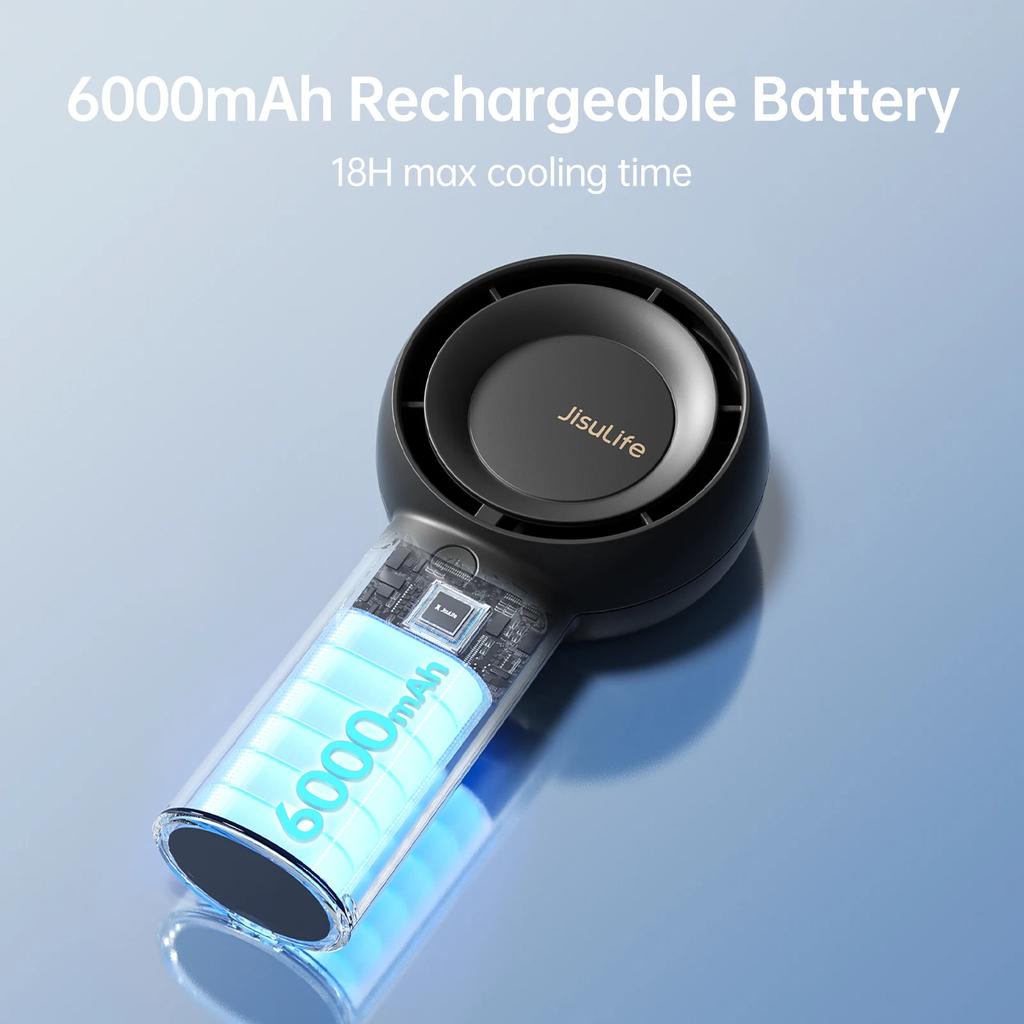 Portable Handheld Turbo Fan, 4000/6000 mAh Rechargeable Battery, Small Pocket Fan with 5 Speeds, Travel/Home/Office