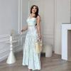 2025 summer European and American cross-border women's clothing new French slim-fit suspender halter top floral dress set