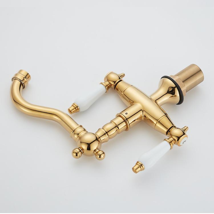 Basin Faucets Antique Brass Bathroom Faucets Industrial Style Sindle Hole Dual Handle Contemporary Water Mixer Tap  85537