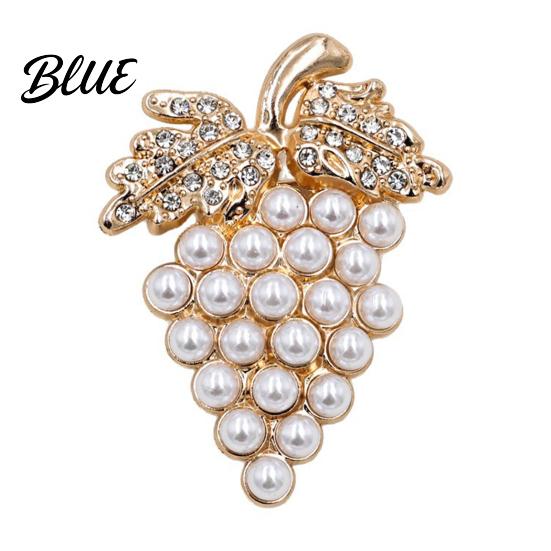 Long-lasting Brooch Grape Design with Imitation Pearls And Rhinestones Strong