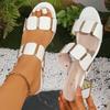 New Style Flip-flops, Versatile High Heels, Thick Heels, Plain Design Women's Slippers, Large Size Shoes