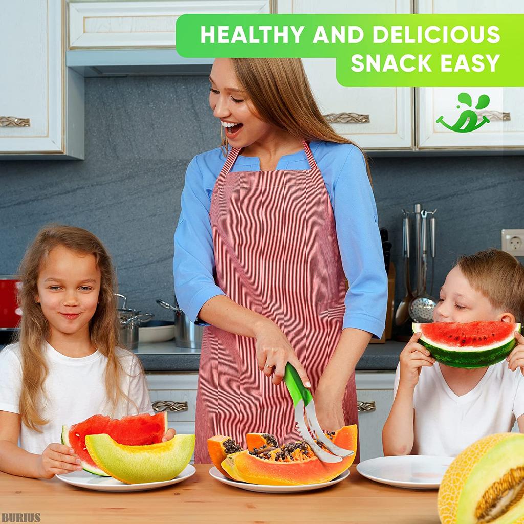 Stainless Watermelon Slicer Cutter with Non-slip Plastic Wrap Handle Fruit Tools Kitchen Gadgets for Pineapple Cantaloupe 4