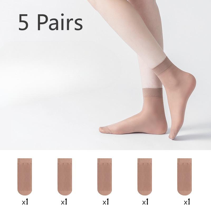 5 Pairs of Women's Summer Ultra Thin Non Slip Invisible Anti Hook Wire Wire Socks
