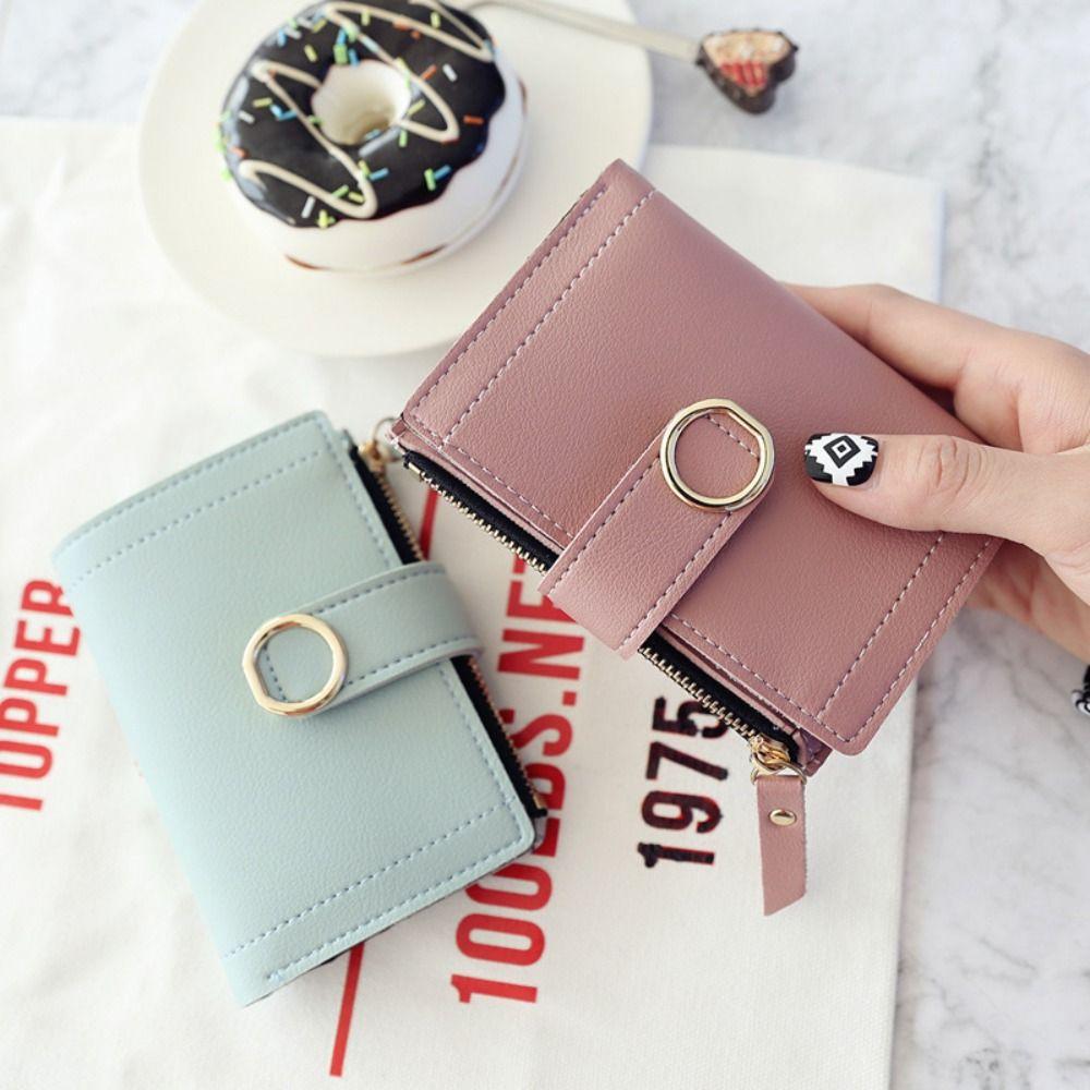 PU Leather Women Wallet Large Capacity Zipper Short Purses Wear-resistant Multiple Card Slots Card Holder For Girls Women's