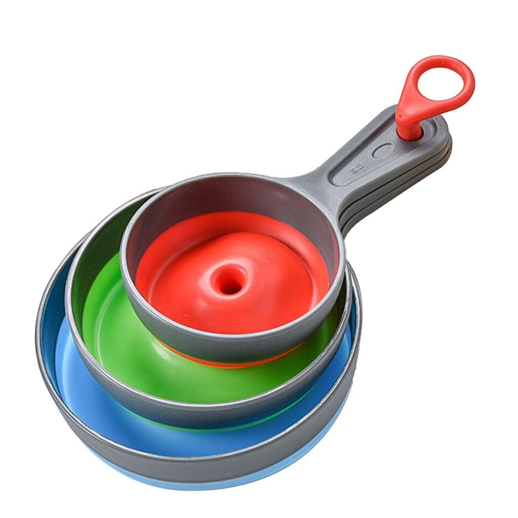 3pcs Small Funnel Set Multipurpose Silicone Collapsible Wide Mouth Food Funnels for Kitchen Use
