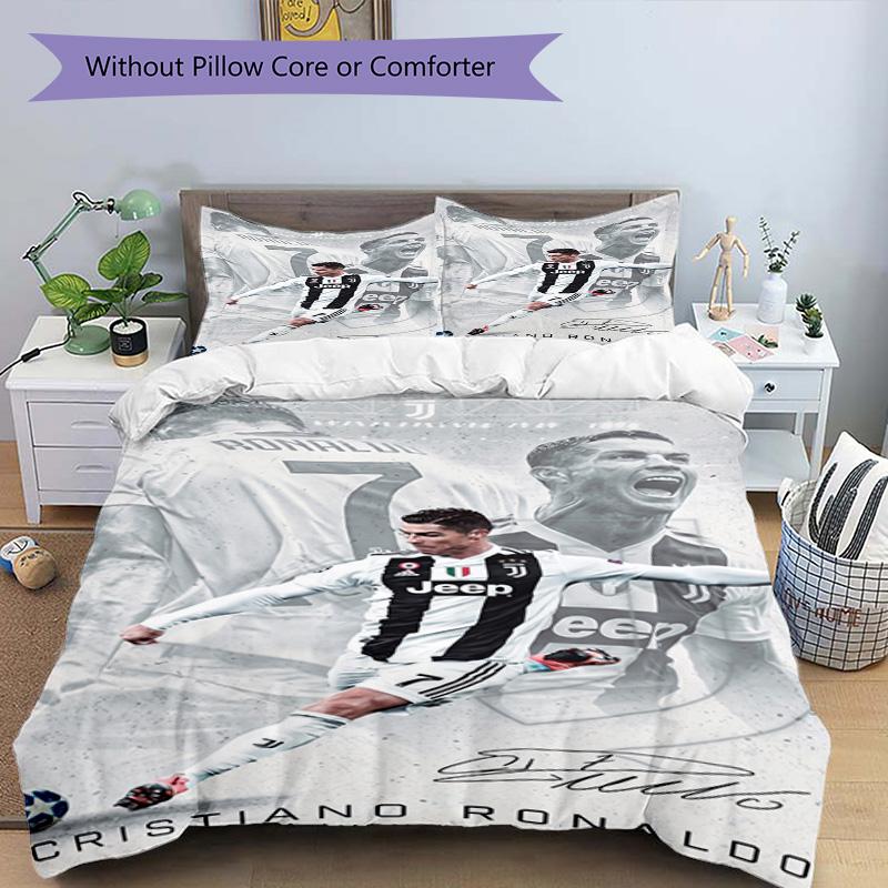Ronaldo's Cristiano Ronaldo's Journey Bedding Set, Breathable Duvet Cover with Pillowcases, Soft Bed Linen for Bedroom Home Decoration, Perfect Festiv
