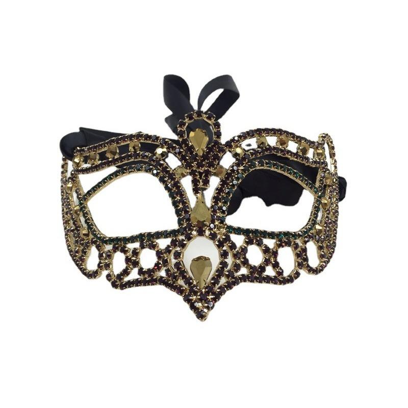 

Meier Halloween colorful diamond metal mask easter mask masquerade birthday party Colored diamond metal mask
