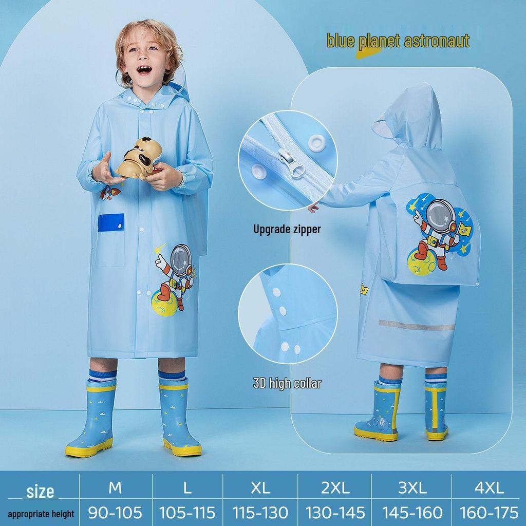 Children's Cartoon Rain Poncho with Backpack Slot for Kids