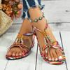Women's Sandals Summer New Color Woven Beaded Round Head Flat Bottom Large Size Women's Sandals