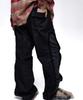Aleseueseussi Incision Jacquard Mixed Pants - Black