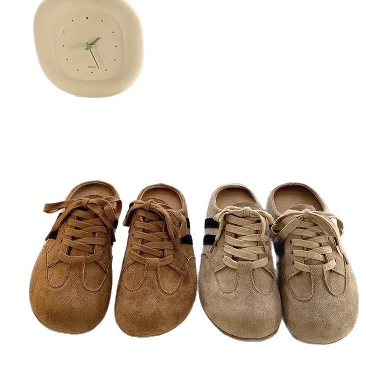 Retro bag head half slippers outer wear spring and summer new lazy shoes without heel casual moral training shoes