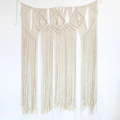 Woven Cotton Rope Hollow Door Curtain Tapestry Fringe Background Decoration Wall Decoration Household Curtain Foyer Partition