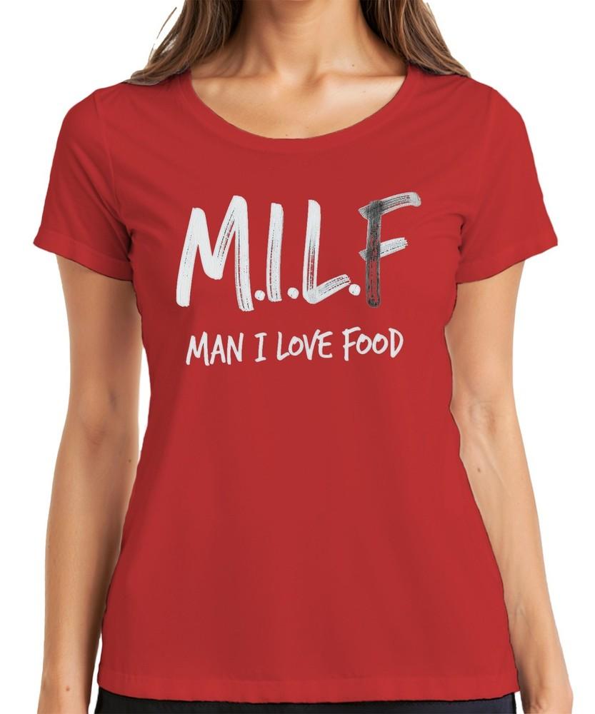 MILF Unisex I Love Food Funny Foodie Gift Birthday Bbq Ladies TShirt