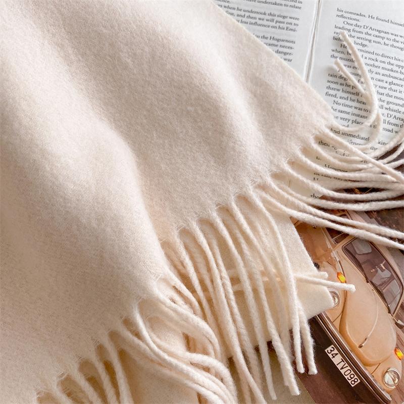 2025 Winter Wollschal für Damen Langer Warmer Kaschmirschal Hijab Einfaches Damen Schal Wickeltuch Weibliches Pashmina Bandana Kopftücher Neu