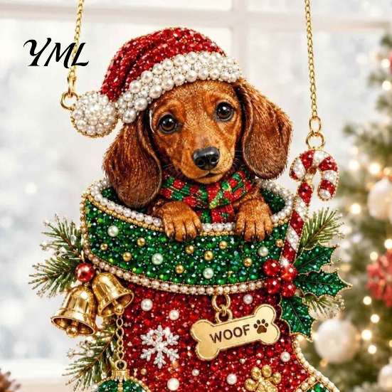 Innovative Holiday Gifts for Relatives Christmas Hanging Diamond Art Ornament, 2D Acrylic Pearl Painting Ornaments Tree Pattern Suncatcher,