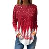 Women's Loose Round Neck Christmas Print Long Sleeve T-Shirt Top Pullover