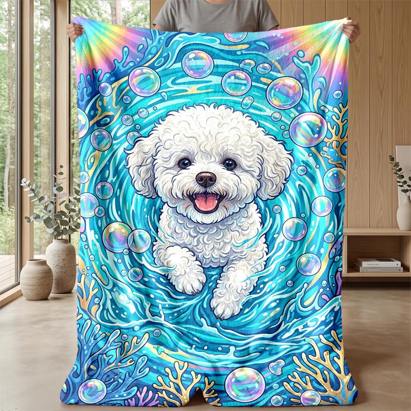 Underwater Marine Life Theme Blanket Lightweight Warm Flannel Blanket Decorative Throw Blanket for Home Decoration