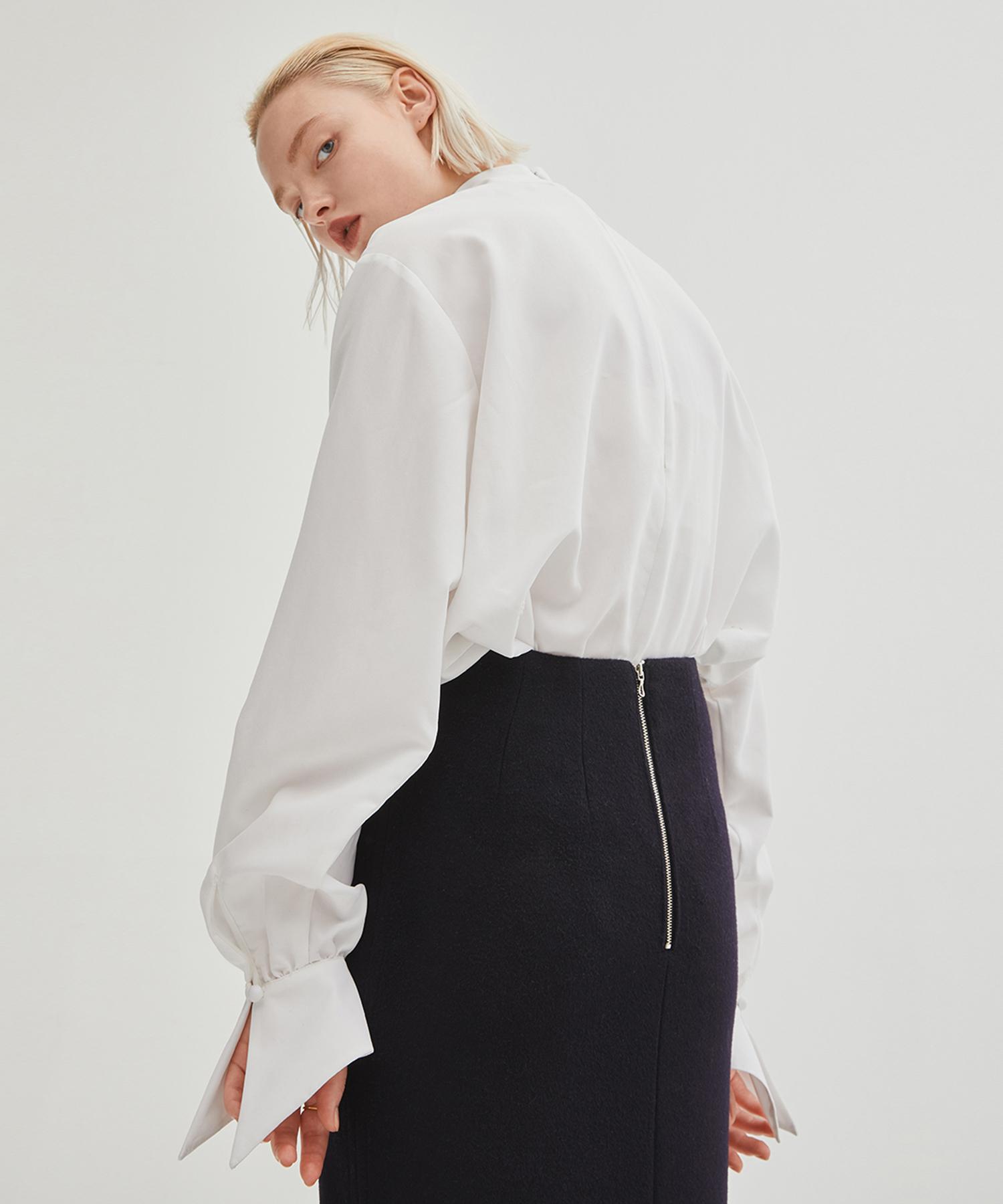 Onneu Cuffs Pointed Snap Blouse - Ivory Free