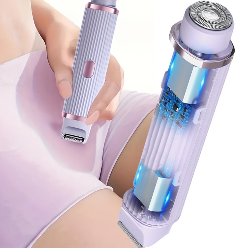 Double Head 2-in-1 Electric Shave for Women - Wet and Dry Hair Remover for Pubic Hair, Eyebrows, Face, Legs and Underarms