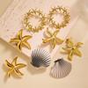 High-End Starfish Shell Titanium Steel Earrings – Ocean Beach Style for Women