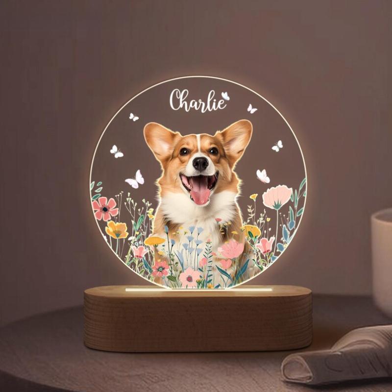 Personalized Pet Image Luminous Ornament Home Decor Unique Pet Portrait Lighted Sign Festive Gift For Cat Dog Lover Housewarming
