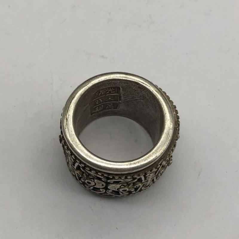 Chinese Tibet Silver Handmade Bat Thumb Rings Decoration Gift Old Collection