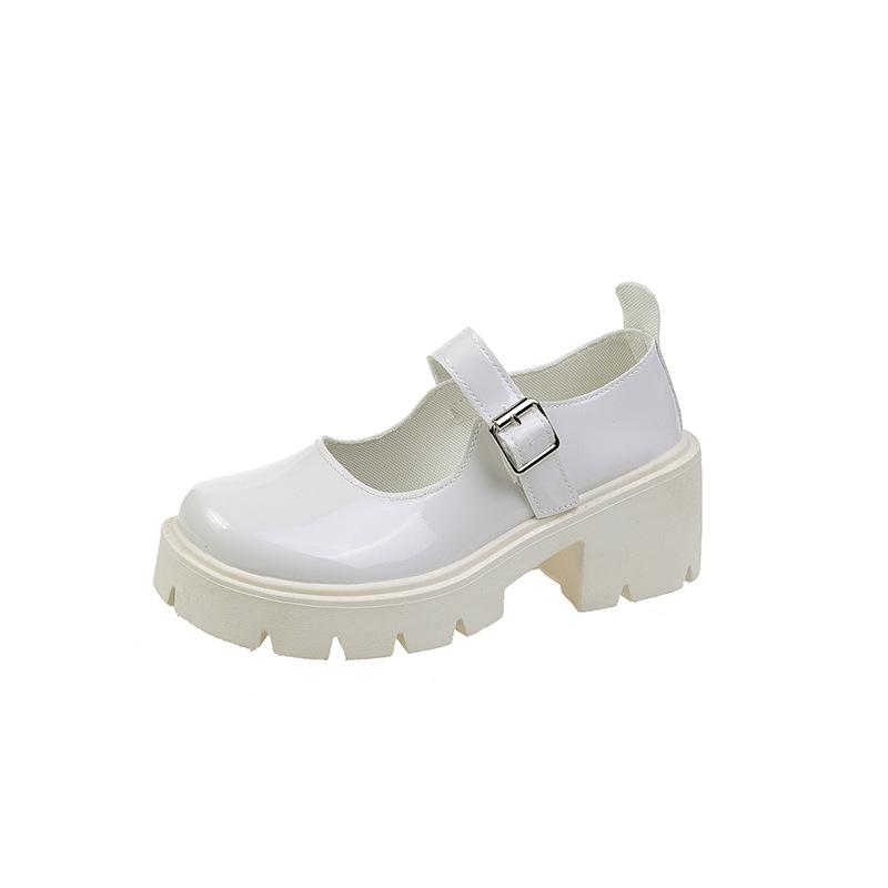 Mary Jane Women's Shoes 2025 New Fashion Versatile with Skirt Small Leather Shoes Women's French One-word Buckle Belt Thick Heel Single Shoes